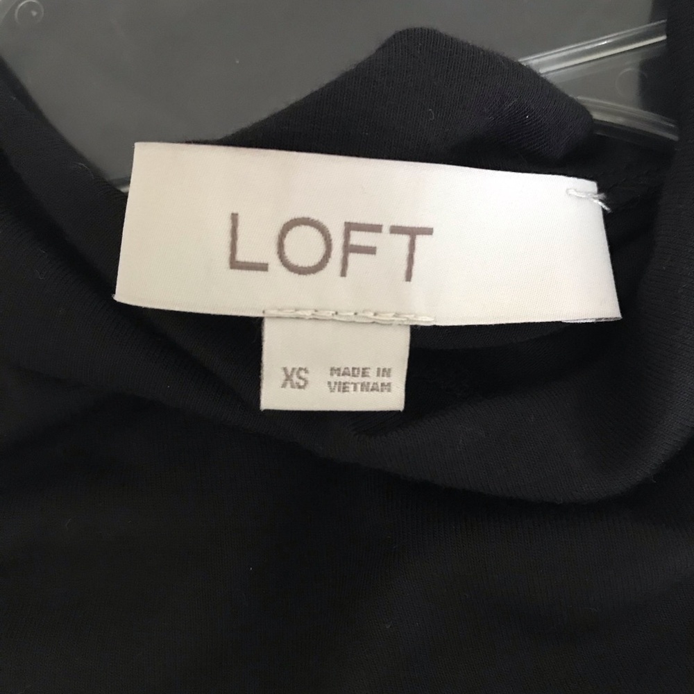 Loft Mock neck Black Tie waist Dress - Picture 5 of 6